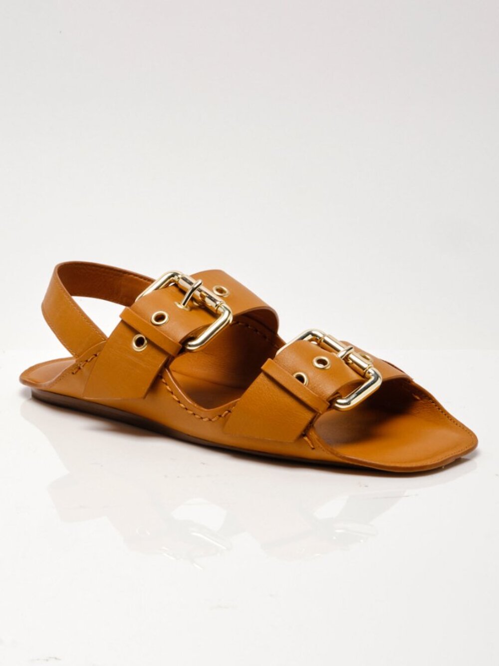 🆕 FREE PEOPLE Blossom Buckle Sandals / Luggage Leather - Picture 8 of 14